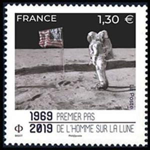 Stamp, 50th Anniversary of the Moon Landing, France,  , Anniversaries and Jubilees, Moon Landing, Outer Space