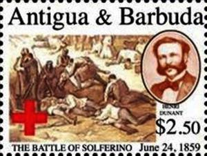 Stamp, Battle of Solfrino, Antigua and Barbuda,  , Battle, Red Cross and Red Crescent