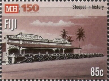 Stamp, Steeped In History, Fiji,  , Cars, Economy, Markets, Trade