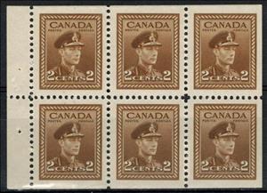 Booklet Pane, King George VI in Military Uniform, Canada,  , Famous People, Headgear, Heads of State, Kings, Men, Royalty, Uniforms