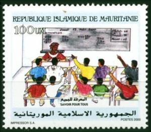 Stamp, Mathematics class, Mauritania,  , Children, Education