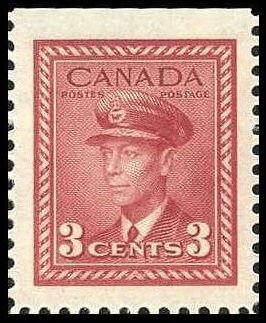 Stamp, King George VI in Military Uniform, Canada,  , Famous People, Headgear, Heads of State, Kings, Men, Royalty, Uniforms