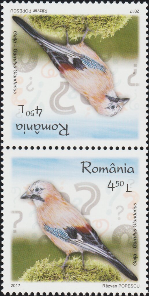 Eurasian Jay Tête-bêche Pair Type II