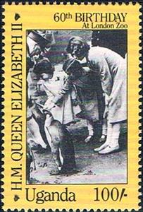 Stamp, At London Zoo, Uganda,  , Anniversaries and Jubilees, Queens, Zoos
