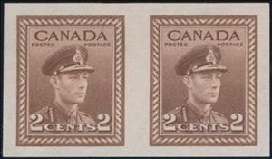 Se-tenant, King George VI in Military Uniform, Canada,  , Famous People, Headgear, Heads of State, Kings, Men, Royalty, Uniforms