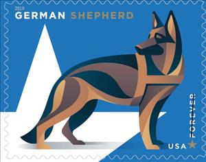 Stamp, German Shepherd (Canis lupus familiaris), United States of America,  , Animals (Fauna), Dogs, Mammals