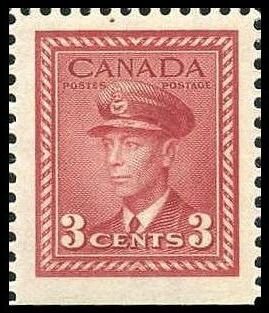Stamp, King George VI in Military Uniform, Canada,  , Famous People, Headgear, Heads of State, Kings, Men, Royalty, Uniforms