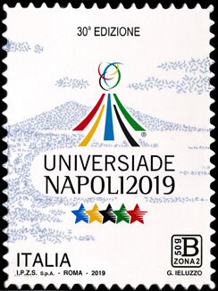 Stamp, 30th World University Games, Naples, Italy,  , Landscapes, Logos, Sports