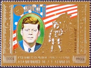 Stamp, John F. Kennedy, Apollo 11, Cambodia,  , Flags, Heads of State, Space Traveling