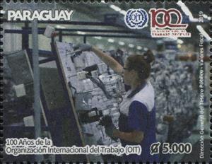 Stamp, Centenary of the International Labor Organization, Paraguay,  , Labour Organisations