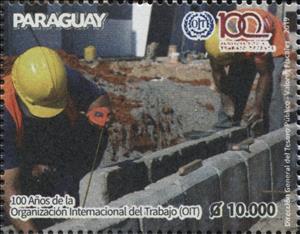 Stamp, Centenary of the International Labor Organization, Paraguay,  , Labour Organisations