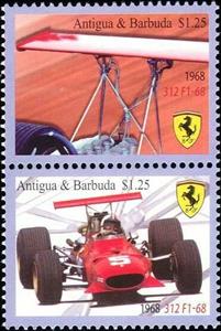 Se-tenant, Ferrari Automobiles and their parts, Antigua and Barbuda,  , Cars, Formula One