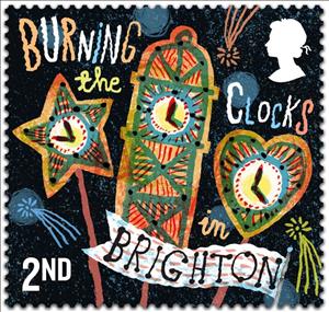 Stamp, Burning The Clocks, Brighton, United Kingdom of Great Britain & Northern Ireland,  , Clocks, Customs, Festivals