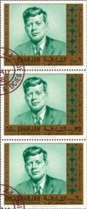Se-tenant, J.F. Kennedy, Sharjah,  , Famous People, Politicians