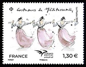 Stamp, EUROMED : Traditional Costumes, France,  , Folklore, Suits and Costumes
