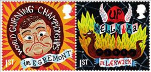 Se-tenant, Gurning/Up Helly Aa, United Kingdom of Great Britain & Northern Ireland,  , Customs, Festivals, Sailing Ships
