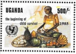Stamp, The beginning of child survival, Uganda,  , Food, UNICEF