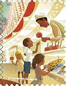 Stamp, Children Buying Sweets At Concession Stand, United States of America,  , Candy, Children, Fairs, Food