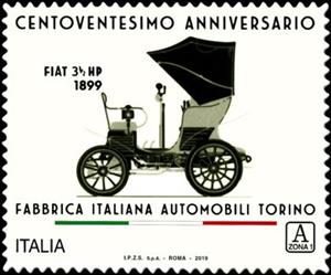Stamp, 120th Anniversary of Fiat, Italy,  , Anniversaries and Jubilees, Cars, Economy