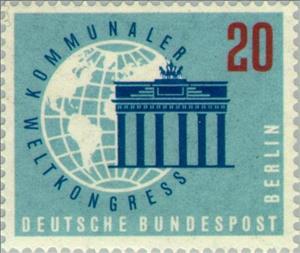Stamp, Globe, inscription, Brandenburg Gate, Berlin,  , Special Occasions, Cartography, Globes, Buildings