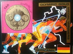 Souvenir Sheet, Medals of olympic summer games, Yemen, Arab Republic,  