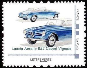 Stamp, Lancia Aurelia B52 Coupé Vignale, France,  , Cars