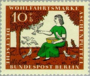Stamp, Scene from the fairy tale 'Cinderella', Berlin,  , Birds, Fairy Tales, Animals (Fauna)