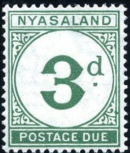 Stamp, Large Centre Numeral, Nyasaland,  , Numbers