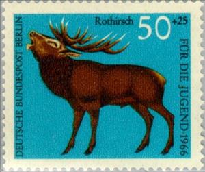 Stamp, Red Deer (Cervus elaphus), Berlin,  , Mammals, Animals (Fauna), Deer