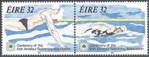 Se-tenant, Centenary of the Irish Amateur Swimming Association, Ireland,  , Anniversaries and Jubilees, Aquatic Sports, Sports, Swimming
