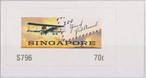 Stamp, Centenary of First Airmail Flight to Singapore, Singapore,  , Aircraft, Aviation, Postal History