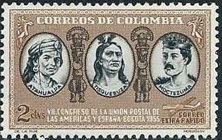 Stamp, Atahualpa, Tisquesuza and Montezuma, Colombia,  