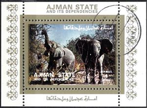 Souvenir Sheet, African Elephant (Loxodonta africana), Cinderellas,  , Animals (Fauna), Elephants, Mammals