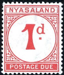 Stamp, Large Centre Numeral, Nyasaland,  , Numbers