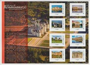 Mini Sheet, 500th Anniversary of the Renaissance, France,  , Anniversaries and Jubilees, Architecture, Buildings, Castles, Landscapes, Renaissance