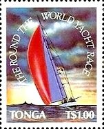Stamp, Red spinnaker, Tonga,  , Sailing