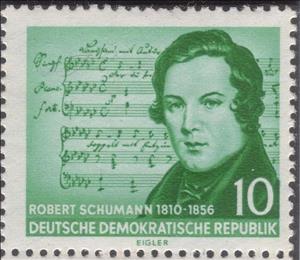 Stamp, Death centenary of R. Schumann, Germany, Democratic Republic,  , Music, Composers