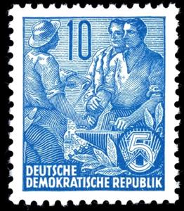 Stamp, 3 workers, Germany, Democratic Republic,  