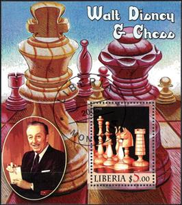 Souvenir Sheet, Walt Disney and Chess, Cinderellas,  , Chess, Famous People