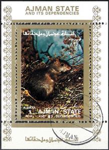 Souvenir Sheet, Rodent, Ajman,  , Animals (Fauna), Mammals, Rodents