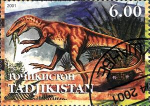 Stamp, Herrerasaurus, Cinderellas,  , Dinosaurs, Prehistorical Animals