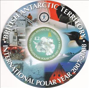 Souvenir Sheet, International Polar Year 2007-2008, British Antarctic Territory (BAT),  , Birds, Round Stamps