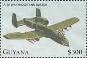 Stamp, Fairchild A10-A Thunderbolt II "Warthog", Guyana,  , Air Forces, Aircraft, Aviation