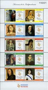 Mini Sheet, Heroines of Independence, Colombia,  