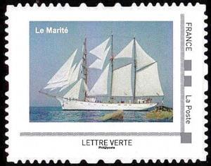 Stamp, Le Marité, France,  , Animals (Fauna), Sailing Ships, Ships