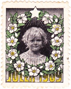 The Christmas star shines above a child's head