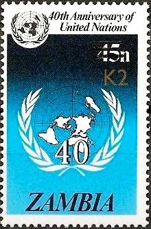 Stamp, Surcharged 2/45, Zambia,  