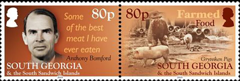 Se-tenant, Farmed Food, Falkland Islands, Dependencies,  , Engineers, Food, Geodesy , Pigs