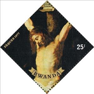 Stamp, Ruben's Painting of the Crucifixion, Rwanda,  , Easter, Paintings, Religion