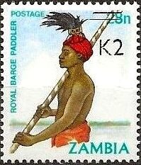 Stamp, Surcharged 2/28, Zambia,  